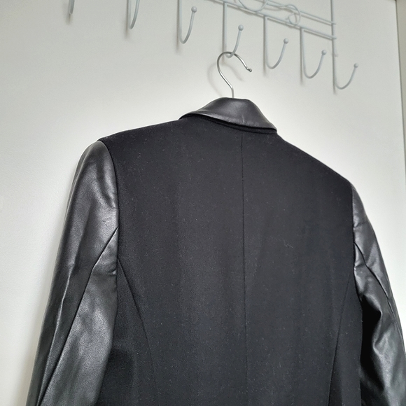 Aritzia Babaton Black Wool Cashmere Blend Vegan Leather Fred Blazer - Picture 8 of 13